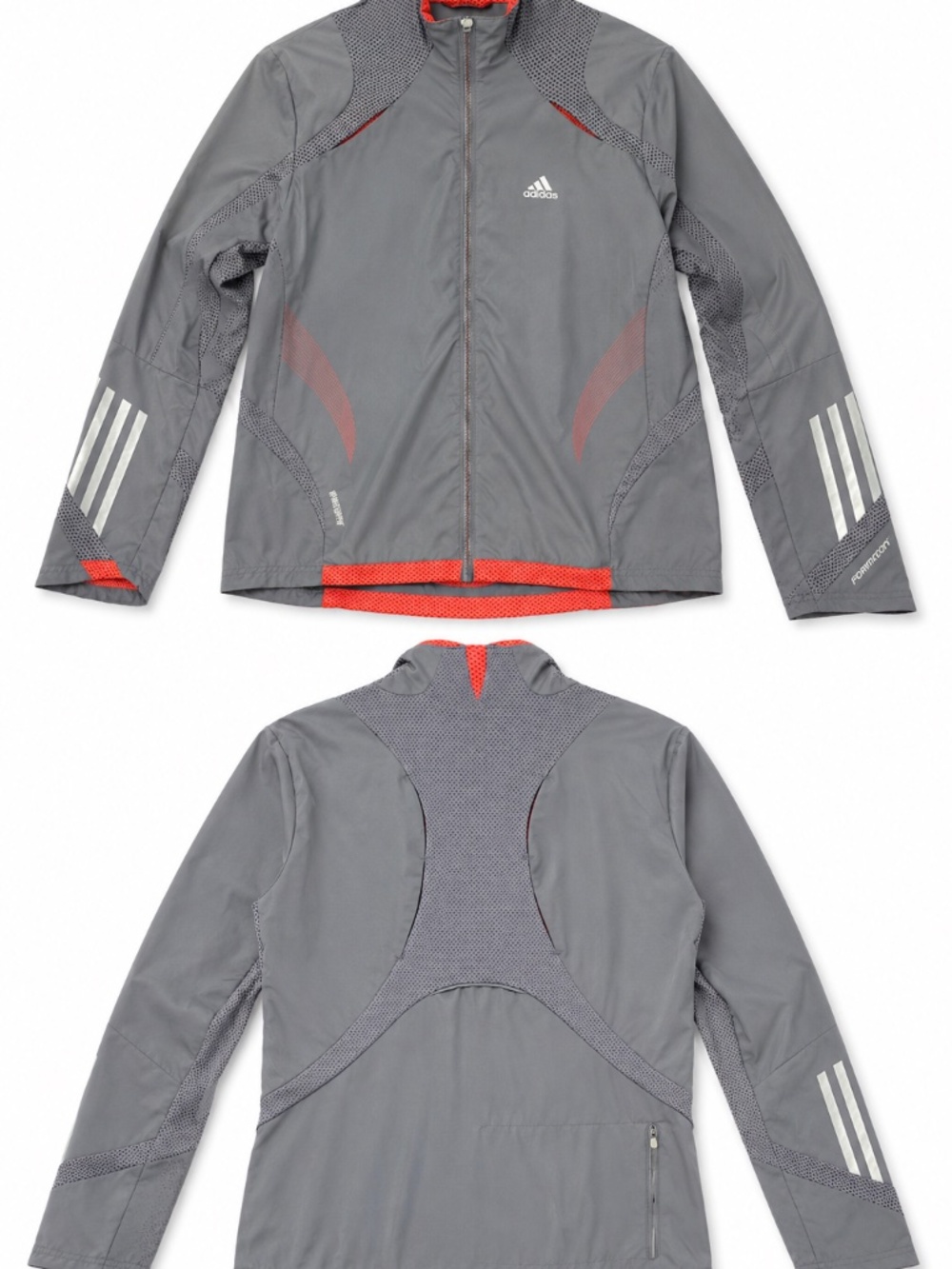 Adidas Windstopper Formotion jacket M grey/taupe/orange stripe vents pockets